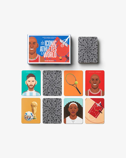 Carte Printworks Iconic Athletes con ritratti di atleti e simboli sportivi
