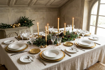 Proposta tavola di Natale Bitossi Home in bianco e oro
