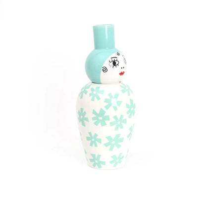 Seletti Canopie Zita vaso decorativo bianco e acquamarina vista laterale