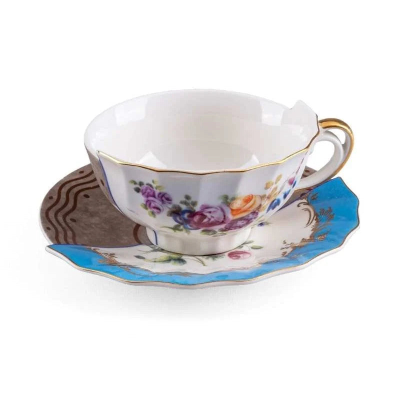 Seletti Hybrid Kerma tazza da tè in porcellana con piattino