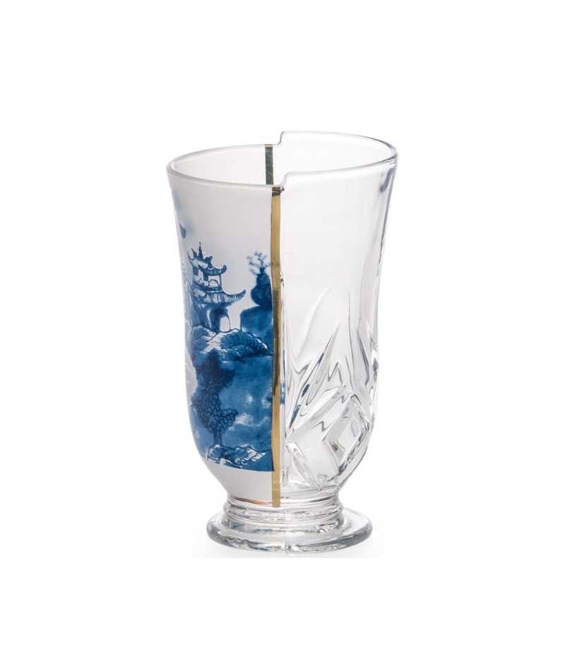Bicchiere cocktail Clarice Seletti Hybrid con decoro blu