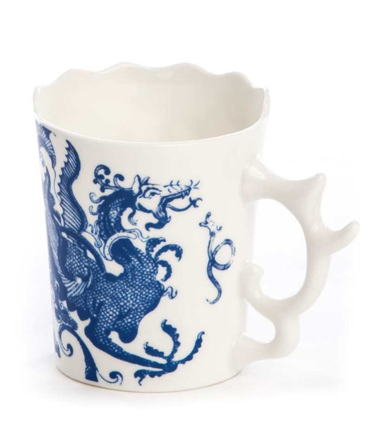 Mug Procopia Seletti Hybrid in porcellana Bone China con decoro blu