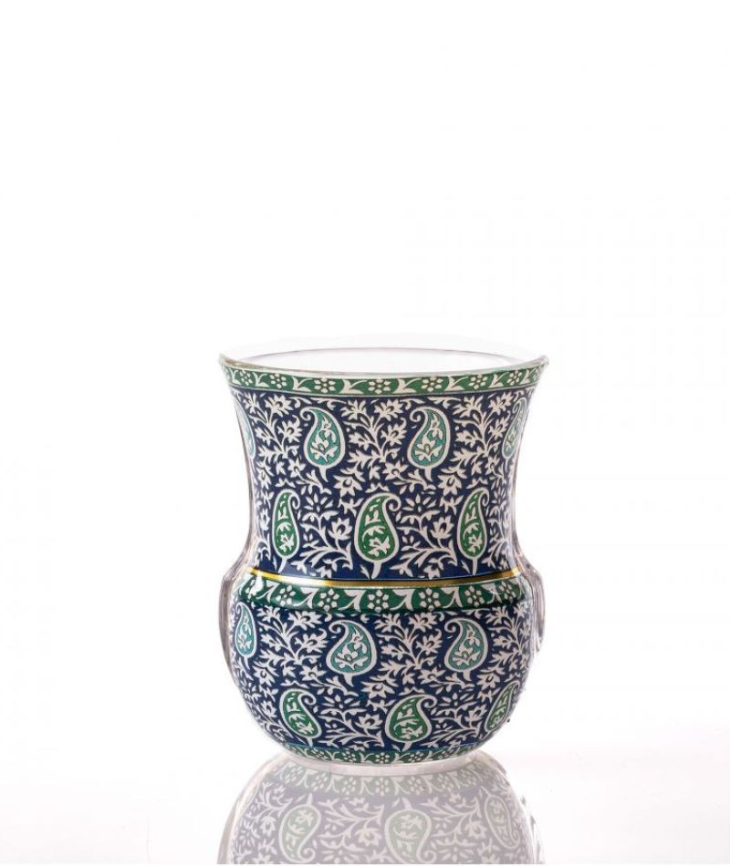 Bicchiere Rodinia Seletti Hybrid con decoro verde e blu
