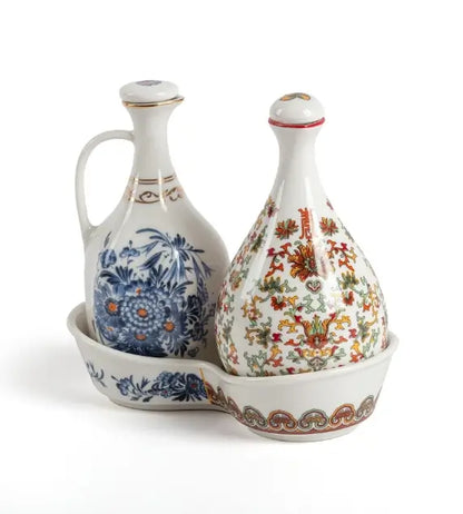Set per condimenti Seletti Hybrid Thelme in porcellana con due contenitori e vassoio