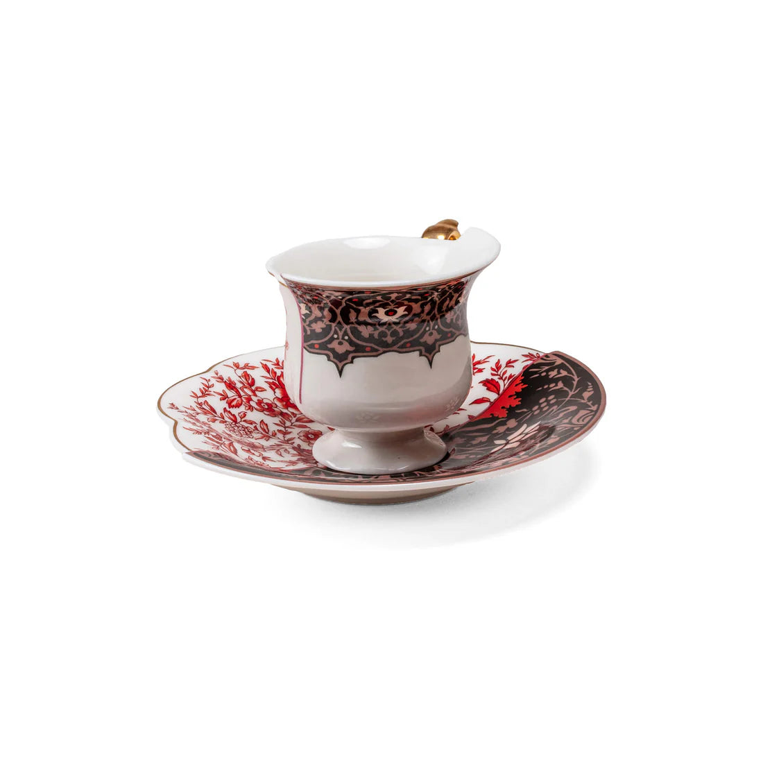 Vista posteriore della tazzina da caffè Seletti Hybrid Sagala con piattino
