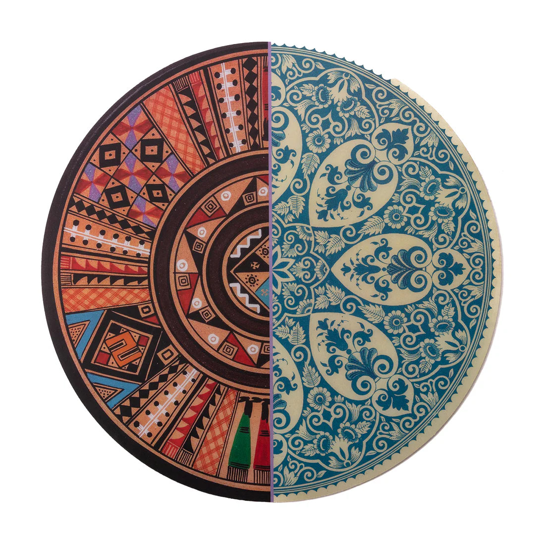 Tovaglietta Huaricanga Seletti Hybrid con decoro rosso e blu