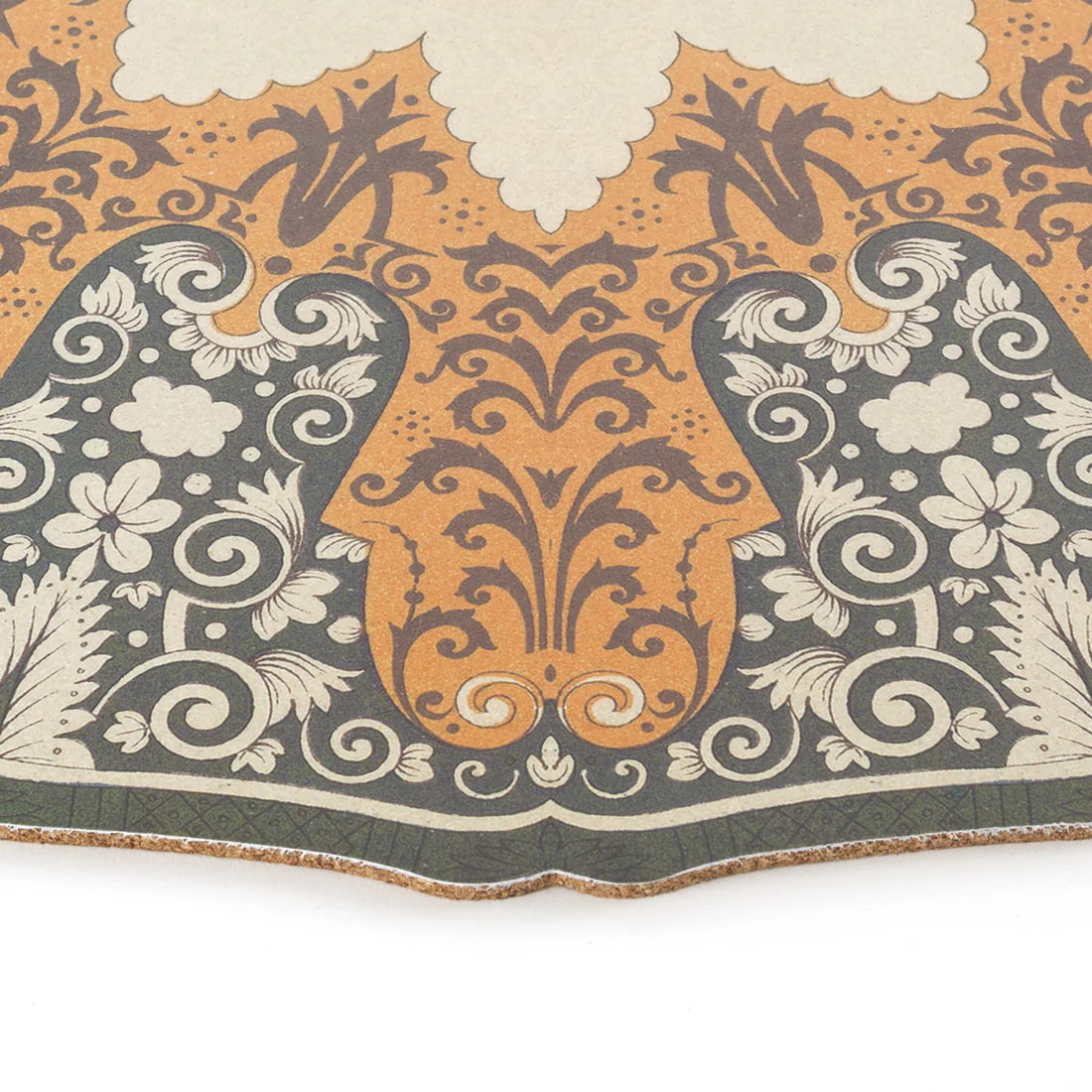 Dettaglio del decoro arancione e grigio della tovaglietta Marozia Seletti Hybrid
