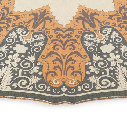 Dettaglio del decoro arancione e grigio della tovaglietta Marozia Seletti Hybrid