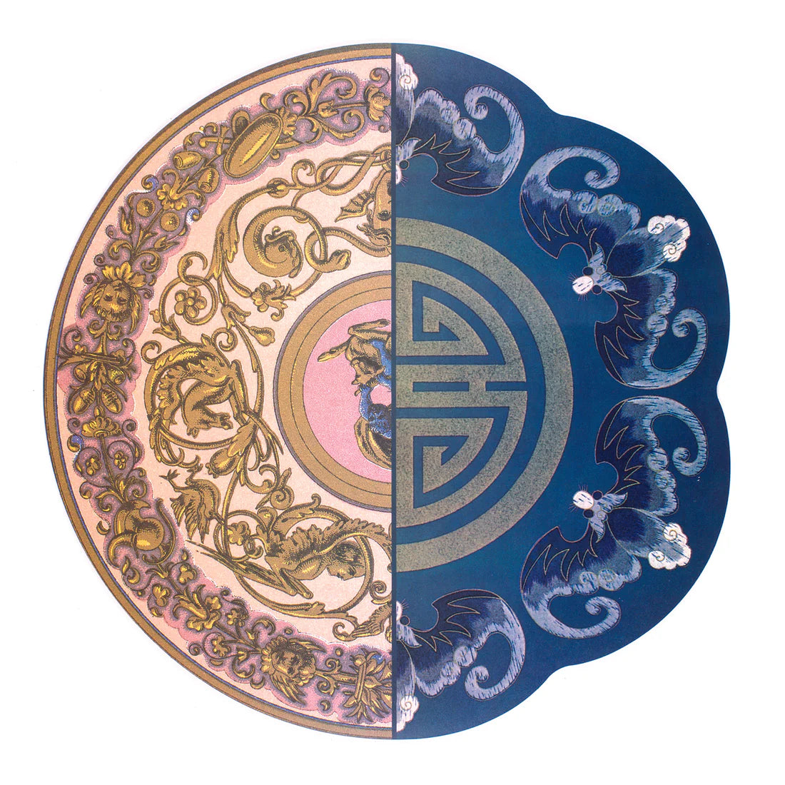 Tovaglietta Trude Seletti Hybrid con decoro rosa e blu