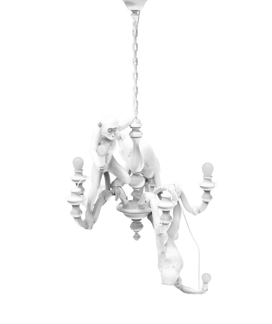 Seletti Monkey Chandelier Lampadario Con Scimmie Bianco
