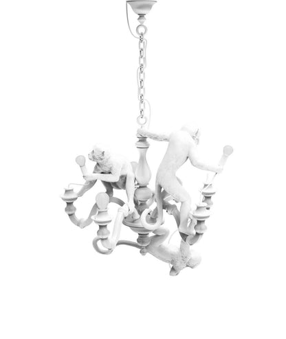 Seletti Monkey Chandelier Lampadario Con Scimmie Bianco