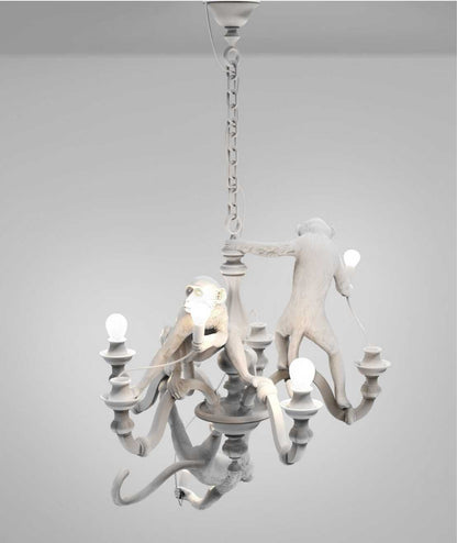 Seletti Monkey Chandelier Lampadario Con Scimmie Bianco