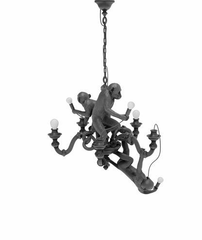 Seletti Monkey Chandelier Lampadario Con Scimmie Nero