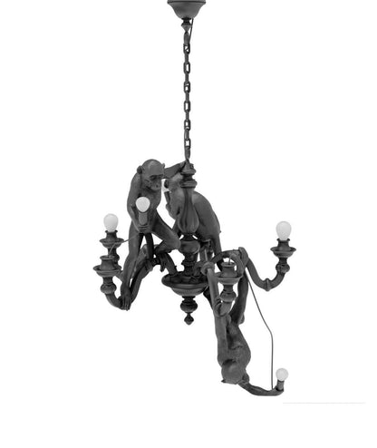 Seletti Monkey Chandelier Lampadario Con Scimmie Nero