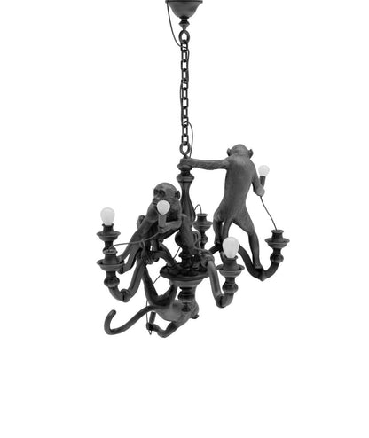 Seletti Monkey Chandelier Lampadario Con Scimmie Nero