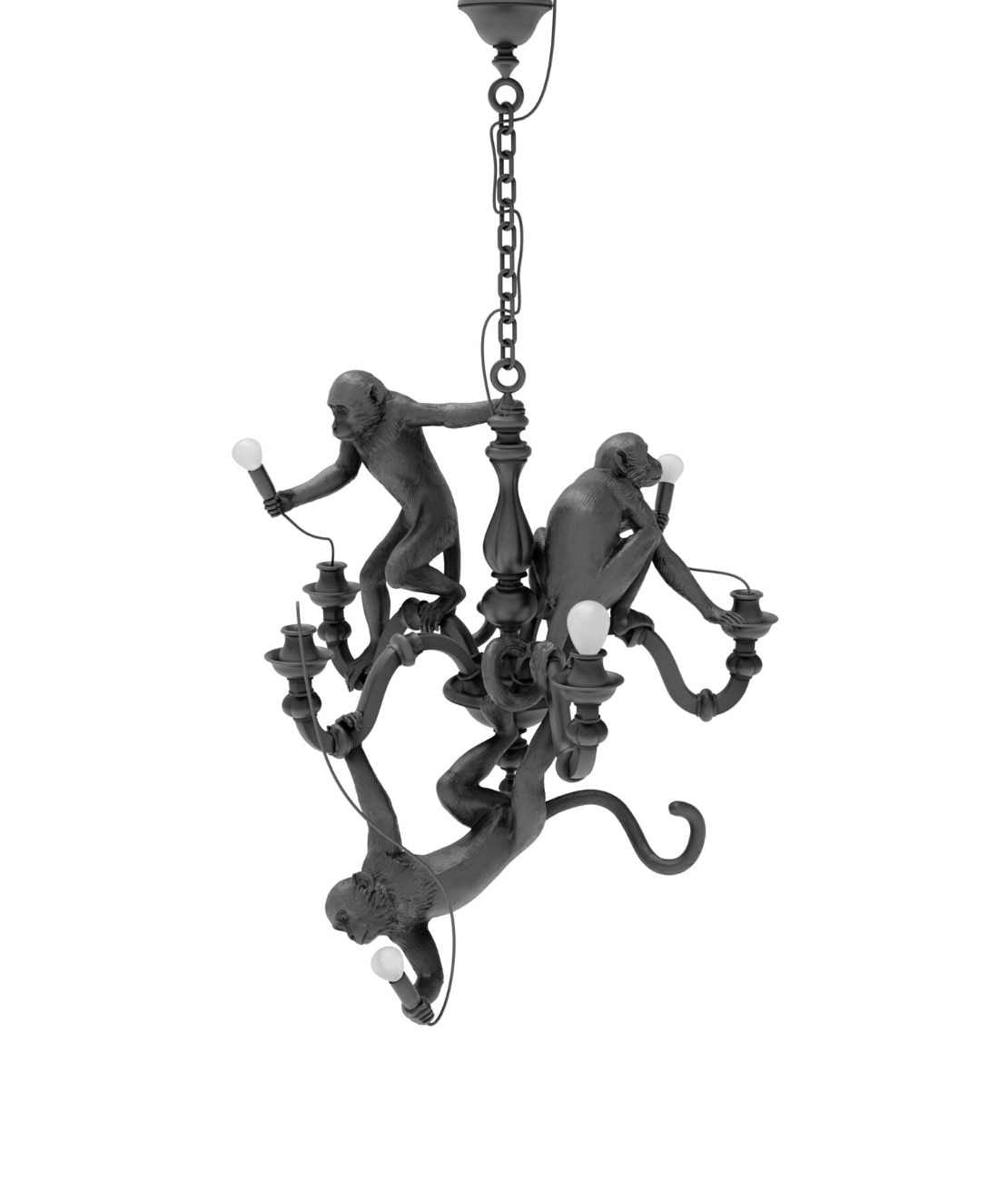 Seletti Monkey Chandelier Lampadario Con Scimmie Nero