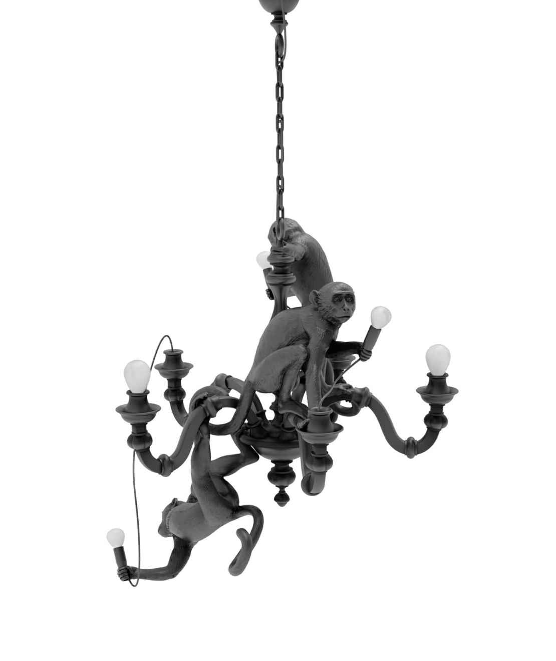 Seletti Monkey Chandelier Lampadario Con Scimmie Nero