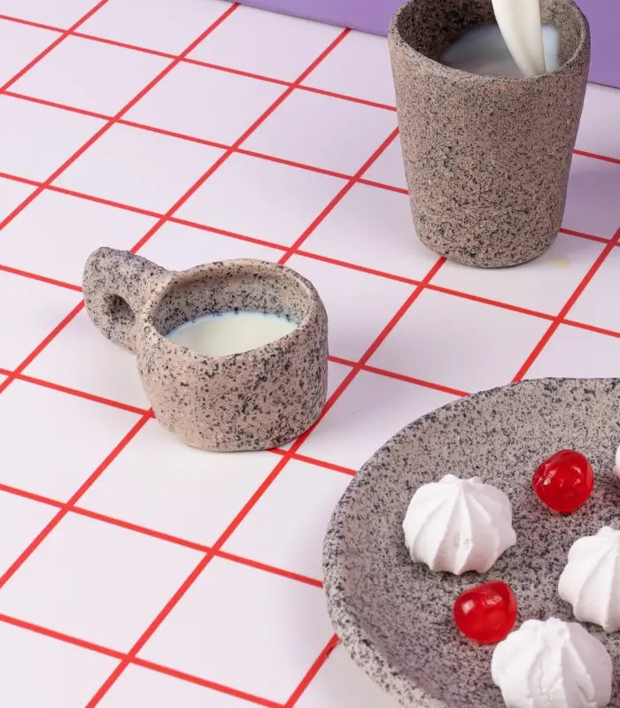 Seletti Newlithic Set 2 Tazzine Da Caffe' In Porcellana