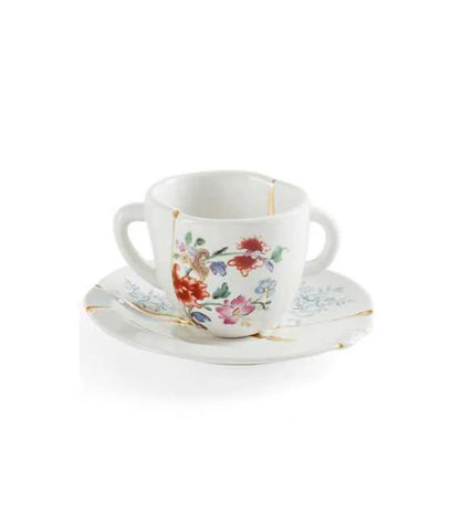 Set regalo caffè Turbo Moka 3 tazze, 3 tazzine Seletti Kintsugi
