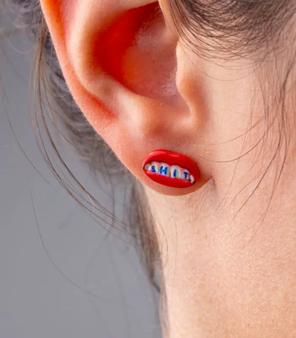 Seletti Toiletpaper Orecchini A Bottone - Acciaio Inox - Shit