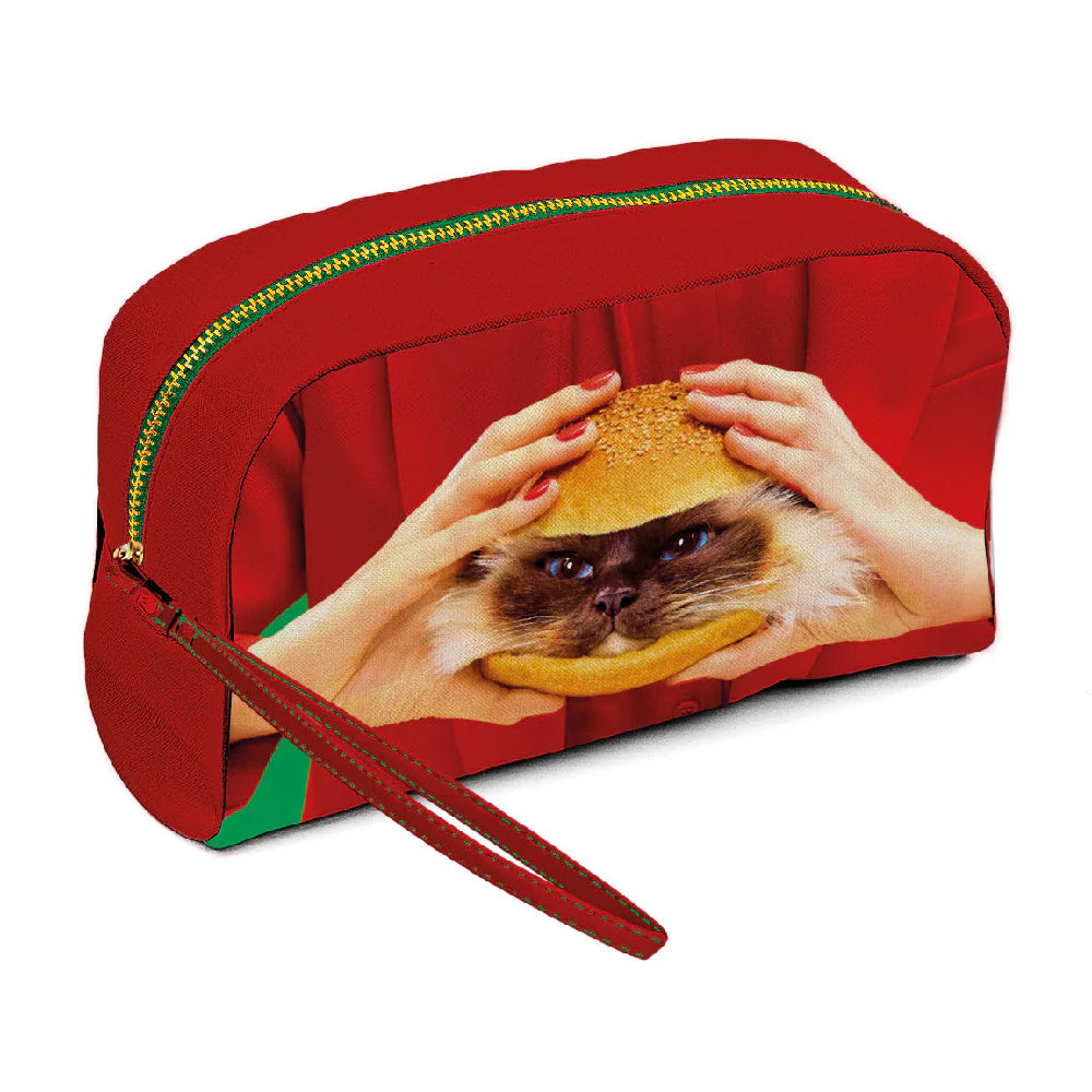 Seletti Toiletpaper Pets Beauty Case in PU Stampato