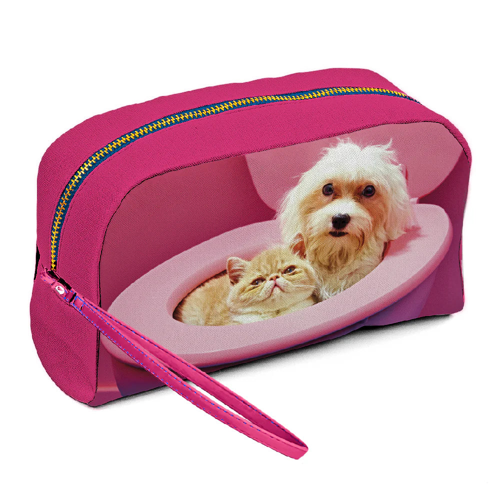 Seletti Toiletpaper Pets Beauty Case in PU Stampato