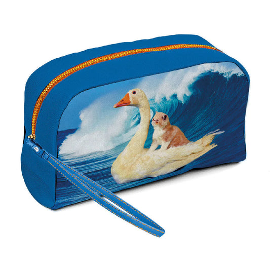 Seletti Toiletpaper Pets Beauty Case in PU Stampato