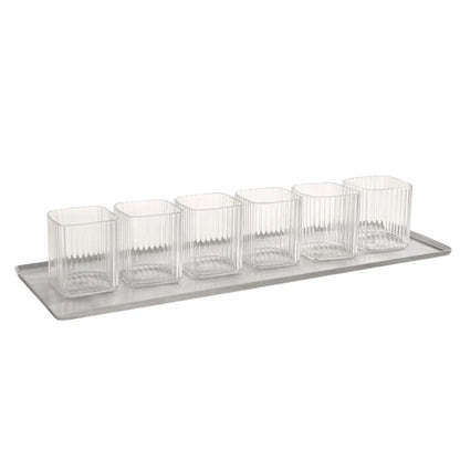 Set aperitivo KnIndustrie con 6 bicchieri Groove e vassoio Storm