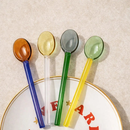 Set 4 dessert condiviso con piattini Bitossi Home We Are Family e cucchiaini Brandani in vetro