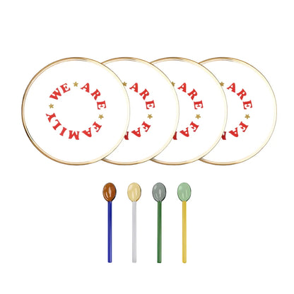 Set 4 dessert condiviso con piattini Bitossi Home We Are Family e cucchiaini Brandani in vetro