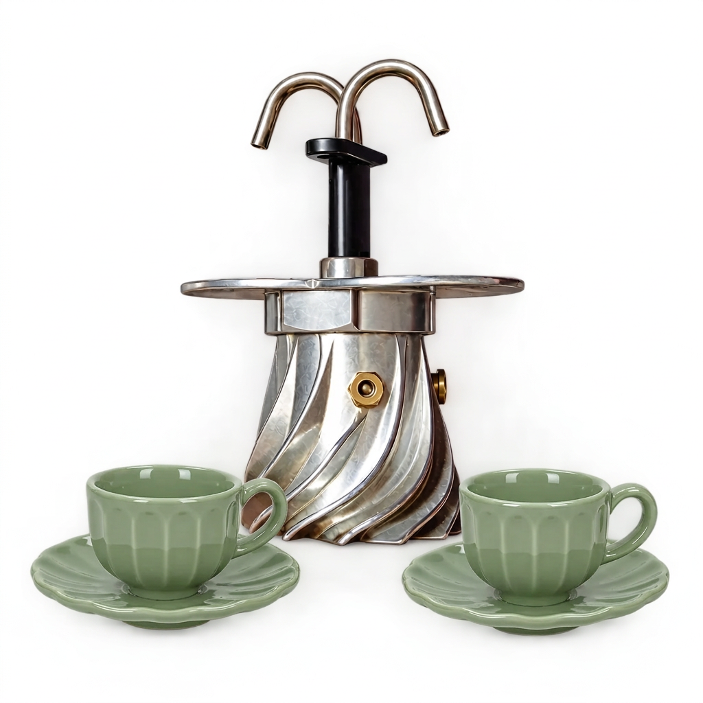 Set Turbo Moka Duetto e Brandani Calipso Salvia 