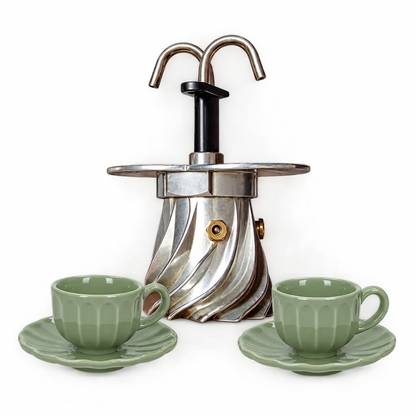 Set Turbo Moka Duetto e Brandani Calipso Salvia 