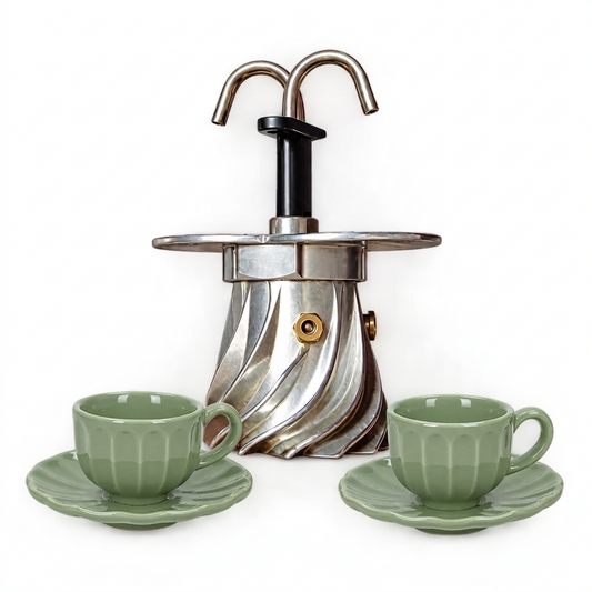 Set Turbo Moka Duetto e Brandani Calipso Salvia 