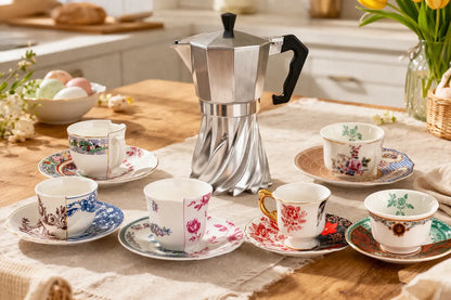 Set regalo caffè Turbo Moka 6 tazze, 6 tazzine Seletti Hybrid