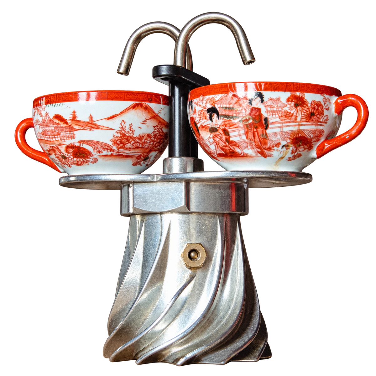 Turbo Moka Duetto con due tazzine posizionate sotto i beccucci