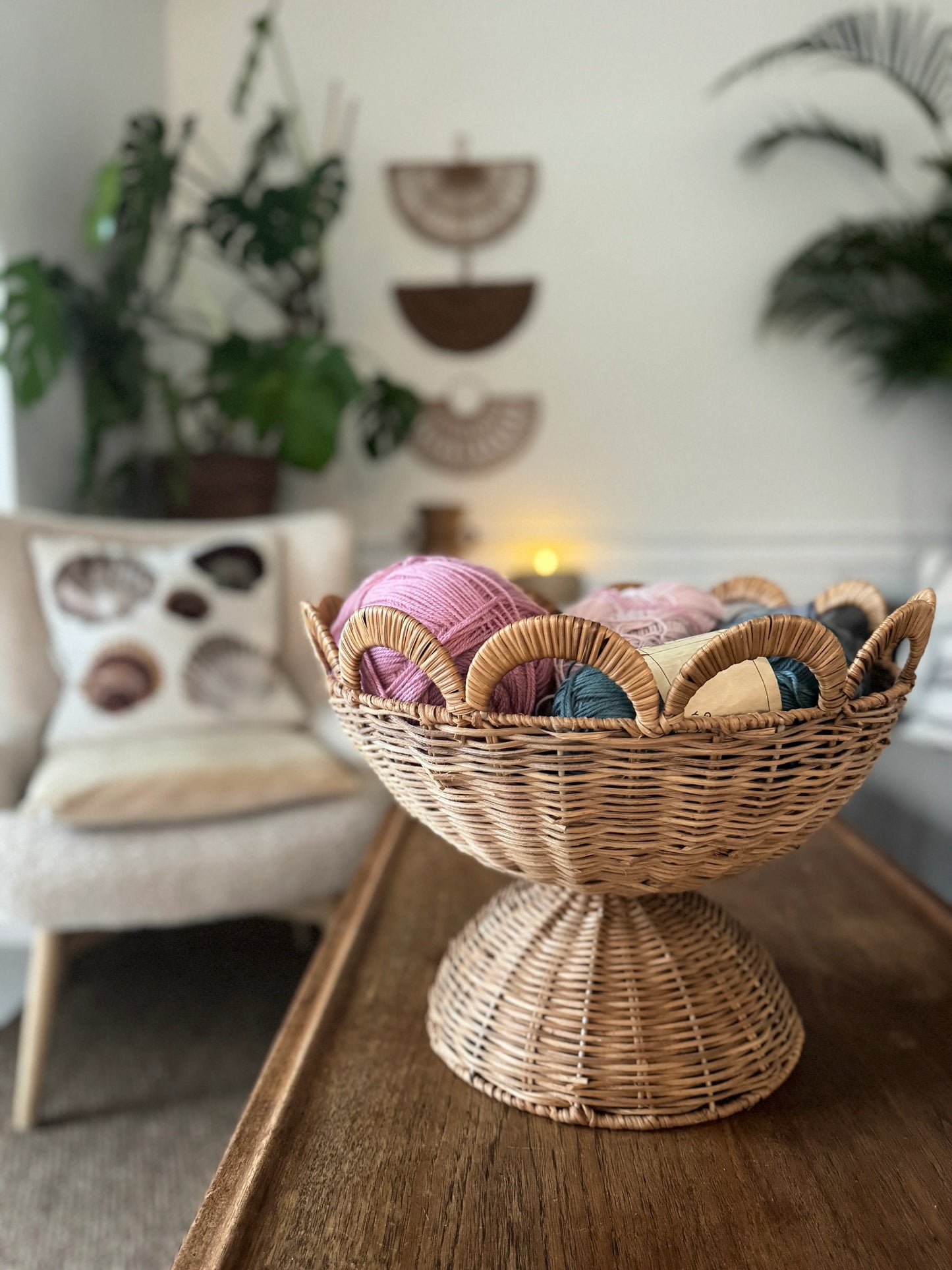 Complemento d'arredo in rattan naturale stile boho chic