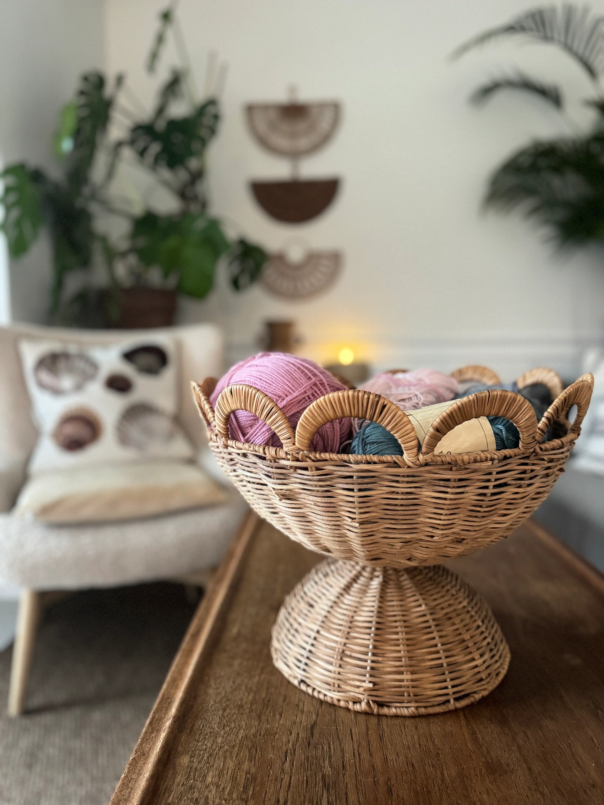 Complemento d'arredo in rattan naturale stile boho chic
