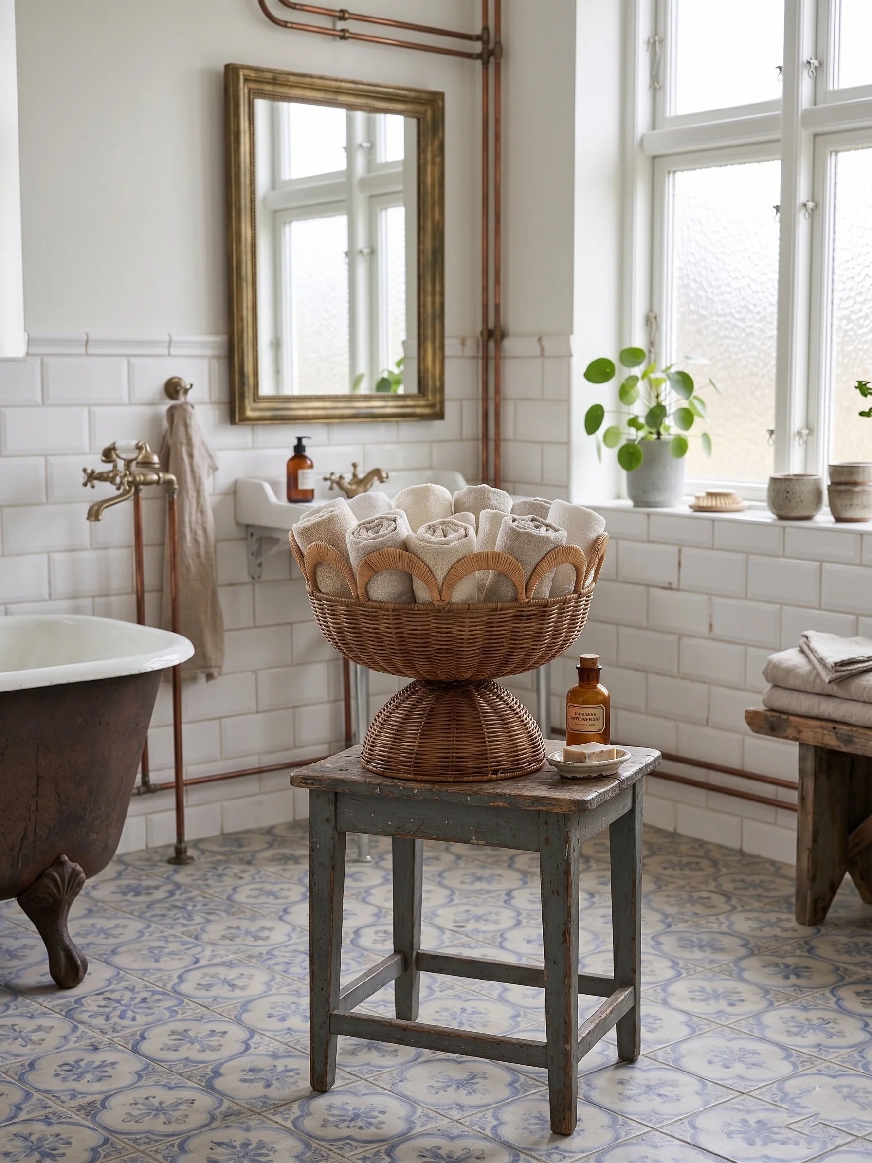 Cestino in rattan dal design naturale e contemporaneo