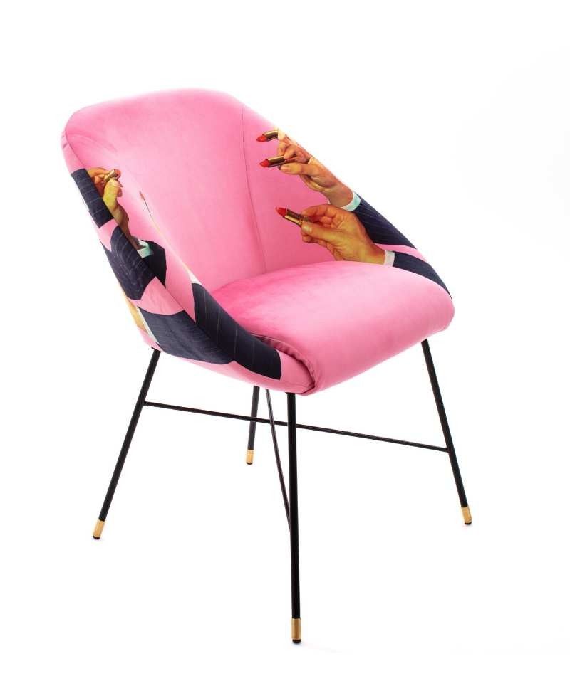 Seletti Toiletpaper Home Padded Chair Sedia Lipsticks Rosa